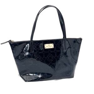 Kate Spade Black Patent Leather Embossed Sophie Tote Handbag Purse